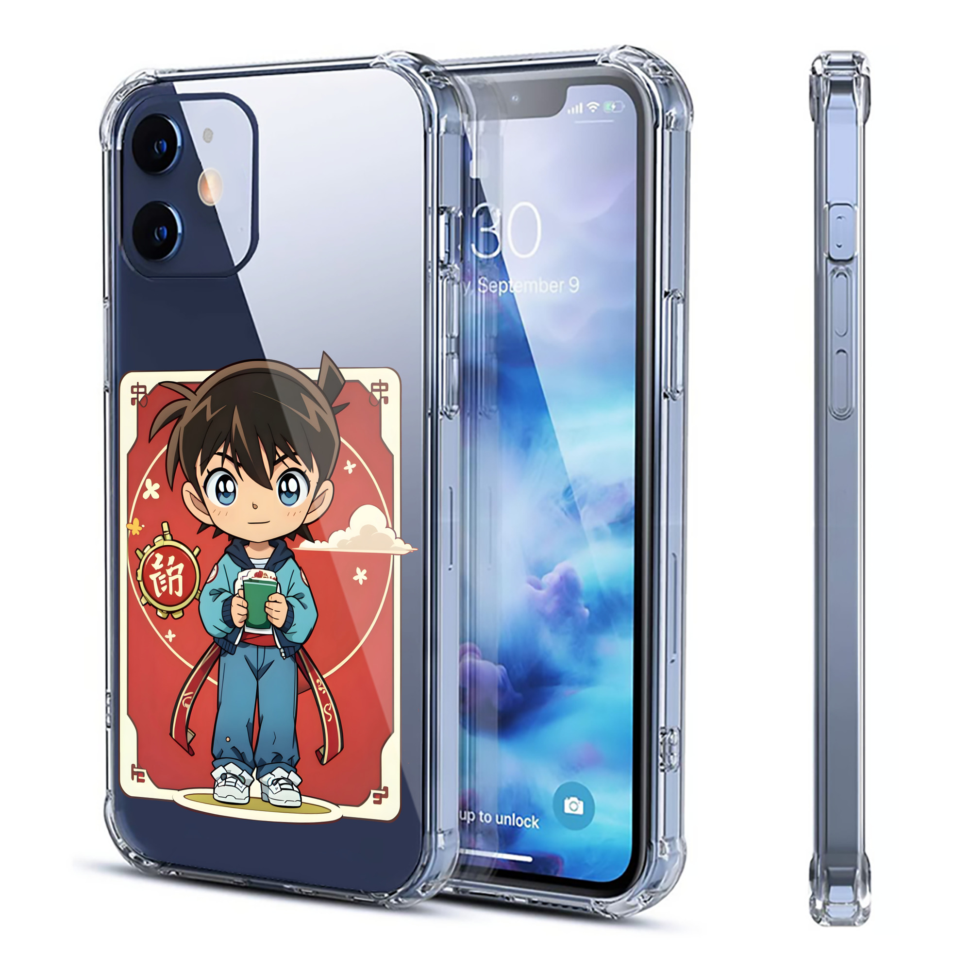 （画像用） 名探偵コナン 江戸川 コナン Detective Conan Conan Edogawa 【iPhone 12シリーズ対応】透明スマホケース（クリアソフトケース）